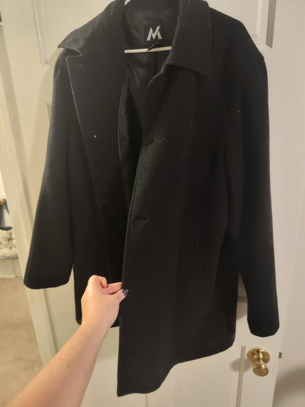 Marc Anthony Black Wool Blend Car Coat / Mid-Length Jacket - Men's XL
